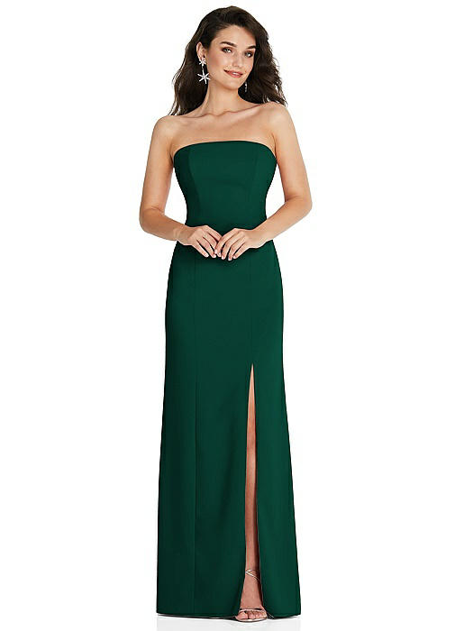 Strapless Scoop Back Maxi Dress with Front Slit