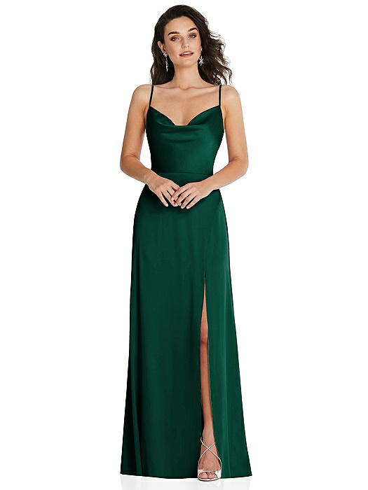 Cowl-Neck A-Line Maxi Dress with Adjustable Straps