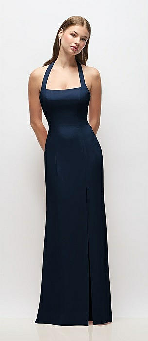 Tie Halter Open Back Trumpet Gown 