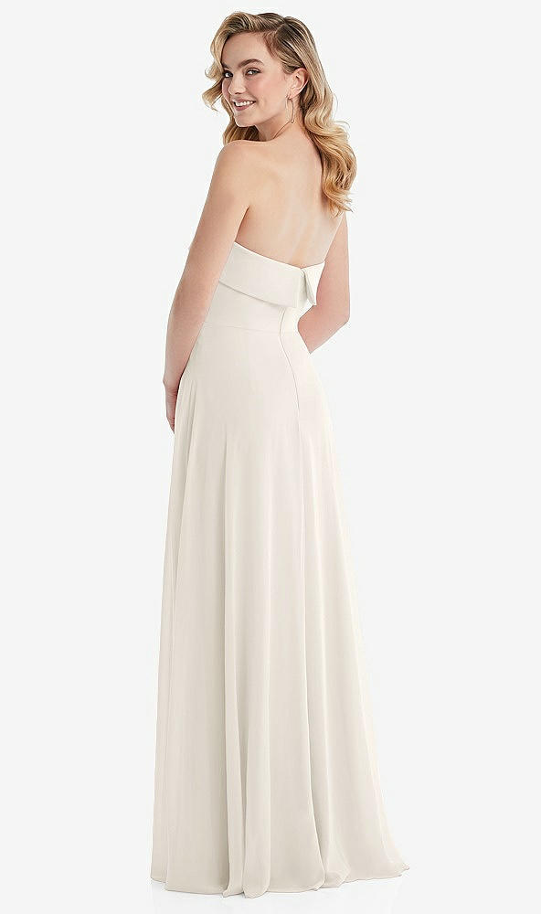 Back View - Ivory Cuffed Strapless Maxi Dress with Front Slit