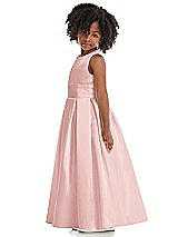 Side View Thumbnail - Rose Sleeveless Pleated Skirt Satin Flower Girl Dress