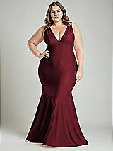 Alt View 2 Thumbnail - Cabernet Shirred Shoulder Stretch Satin Mermaid Dress with Slight Train