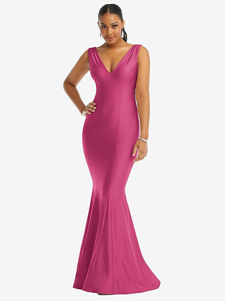 Faux Wrap Whisper Satin Maxi Bridesmaid Dress With Draped Tulip