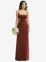 Alt View 1 Thumbnail - Auburn Moon Spaghetti Strap Cutout Midriff Velvet Maxi Dress