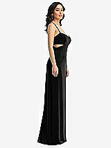 Side View Thumbnail - Black Spaghetti Strap Cutout Midriff Velvet Maxi Dress