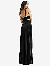 Rear View Thumbnail - Black Spaghetti Strap Cutout Midriff Velvet Maxi Dress