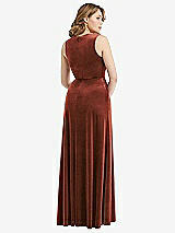 Rear View Thumbnail - Auburn Moon Deep V-Neck Sleeveless Velvet Maxi Dress with Pockets
