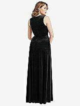 Rear View Thumbnail - Black Deep V-Neck Sleeveless Velvet Maxi Dress with Pockets