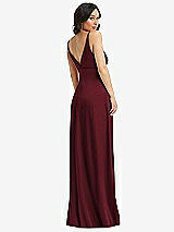 Rear View Thumbnail - Cabernet Skinny Strap Plunge Neckline Maxi Dress with Bow Detail
