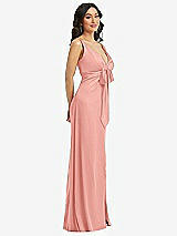 Side View Thumbnail - Rose Skinny Strap Plunge Neckline Maxi Dress with Bow Detail