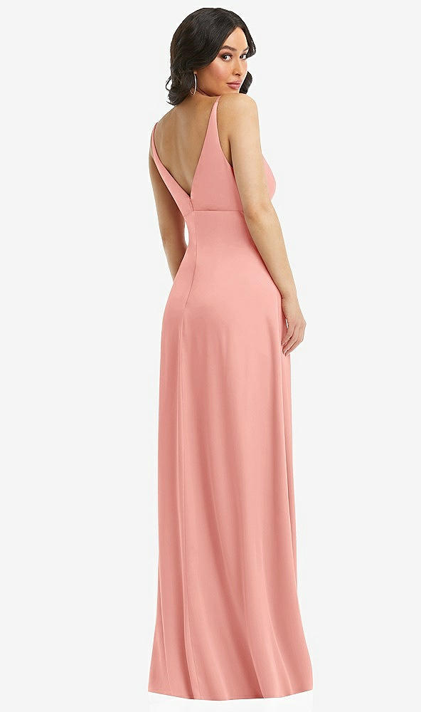 Back View - Rose Skinny Strap Plunge Neckline Maxi Dress with Bow Detail