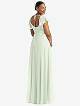 Rear View Thumbnail - Mint Green Flutter Sleeve Scoop Open-Back Chiffon Maxi Dress