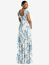 Rear View Thumbnail - Cottage Rose Dusk Blue Flutter Sleeve Scoop Open-Back Chiffon Maxi Dress