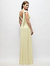 Rear View Thumbnail - Butter Yellow Plunge Neckline Bow Shoulder Empire Waist Chiffon Maxi Dress