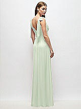 Rear View Thumbnail - Mint Green Plunge Neckline Bow Shoulder Empire Waist Chiffon Maxi Dress