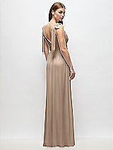 Rear View Thumbnail - Topaz Plunge Neckline Bow Shoulder Empire Waist Chiffon Maxi Dress