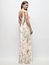 Rear View Thumbnail - Blush Garden Plunge Neckline Bow Shoulder Empire Waist Chiffon Maxi Dress