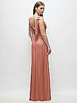 Rear View Thumbnail - Desert Rose Plunge Neckline Bow Shoulder Empire Waist Chiffon Maxi Dress
