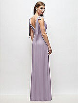 Rear View Thumbnail - Lilac Haze Plunge Neckline Bow Shoulder Empire Waist Chiffon Maxi Dress