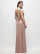 Rear View Thumbnail - Neu Nude Plunge Neckline Bow Shoulder Empire Waist Chiffon Maxi Dress