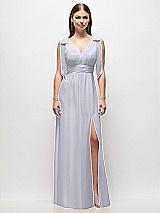 Front View Thumbnail - Silver Dove Plunge Neckline Bow Shoulder Empire Waist Chiffon Maxi Dress