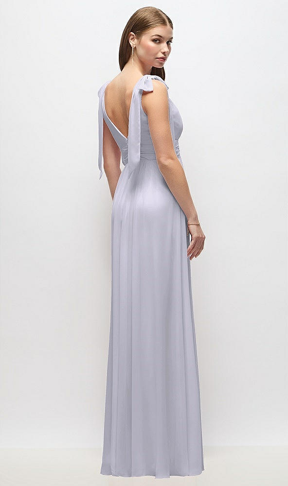 Back View - Silver Dove Plunge Neckline Bow Shoulder Empire Waist Chiffon Maxi Dress