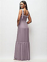 Rear View Thumbnail - Lilac Dusk Tie-Shoulder Bustier Bodice Ruffle-Hem Maxi Dress