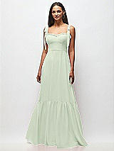 Front View Thumbnail - Mint Green Tie-Shoulder Bustier Bodice Ruffle-Hem Maxi Dress