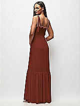 Rear View Thumbnail - Auburn Moon Tie-Shoulder Bustier Bodice Ruffle-Hem Maxi Dress
