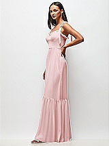 Side View Thumbnail - Ballet Pink Tie-Shoulder Bustier Bodice Ruffle-Hem Maxi Dress
