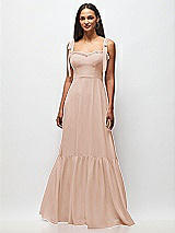 Front View Thumbnail - Cameo Tie-Shoulder Bustier Bodice Ruffle-Hem Maxi Dress