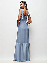 Rear View Thumbnail - Cloudy Tie-Shoulder Bustier Bodice Ruffle-Hem Maxi Dress