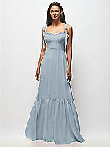 Front View Thumbnail - Mist Tie-Shoulder Bustier Bodice Ruffle-Hem Maxi Dress