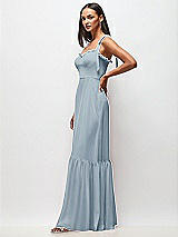 Side View Thumbnail - Mist Tie-Shoulder Bustier Bodice Ruffle-Hem Maxi Dress