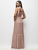 Rear View Thumbnail - Neu Nude Tie-Shoulder Bustier Bodice Ruffle-Hem Maxi Dress