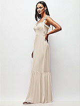 Side View Thumbnail - Oat Tie-Shoulder Bustier Bodice Ruffle-Hem Maxi Dress