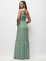 Rear View Thumbnail - Seagrass Tie-Shoulder Bustier Bodice Ruffle-Hem Maxi Dress