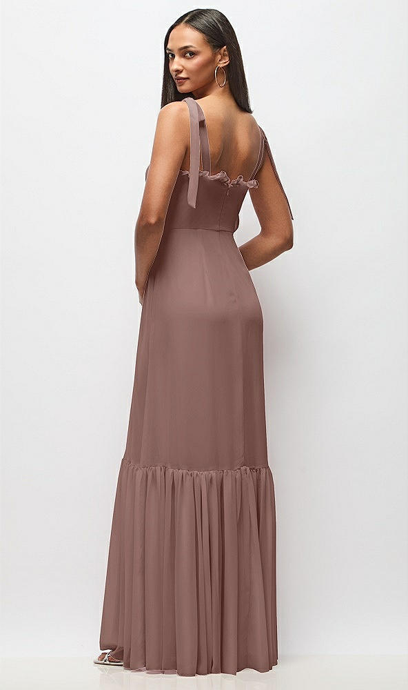 Back View - Sienna Tie-Shoulder Bustier Bodice Ruffle-Hem Maxi Dress