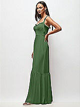 Side View Thumbnail - Vineyard Green Tie-Shoulder Bustier Bodice Ruffle-Hem Maxi Dress