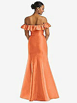 Alt View 5 Thumbnail - Portofino Orange Off-the-Shoulder Ruffle Neck Satin Trumpet Gown