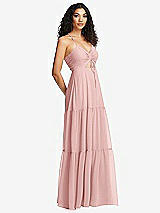 Side View Thumbnail - Rose Drawstring Bodice Gathered Tie Open-Back Maxi Dress with Tiered Skirt