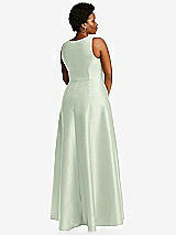 Alt View 3 Thumbnail - Mint Green Boned Corset Closed-Back Satin Gown with Full Skirt and Pockets