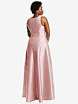 Alt View 3 Thumbnail - Ballet Pink Boned Corset Closed-Back Satin Gown with Full Skirt and Pockets