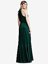 Alt View 3 Thumbnail - Evergreen Tie-Neck Halter Maxi Dress with Asymmetric Cascade Ruffle Skirt