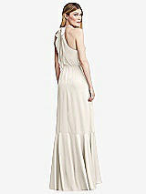 Alt View 3 Thumbnail - Ivory Tie-Neck Halter Maxi Dress with Asymmetric Cascade Ruffle Skirt