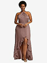 Alt View 4 Thumbnail - Sienna Tie-Neck Halter Maxi Dress with Asymmetric Cascade Ruffle Skirt