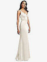 Side View Thumbnail - Ivory Framed Bodice Criss Criss Open Back A-Line Maxi Dress