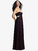 Alt View 4 Thumbnail - Deep Plum Strapless Empire Waist Cutout Maxi Dress with Covered Button Detail