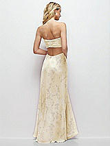 Side View Thumbnail - Butter Yellow Floral Strapless Empire Waist Cutout Maxi Dress with Covered Button Detail