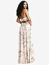 Alt View 7 Thumbnail - Blush Garden Strapless Empire Waist Cutout Maxi Dress with Covered Button Detail
